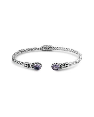 Samuel B. Samuel B Silver 1.60 ct. tw. Amethyst Hinge Bangle Bracelet
