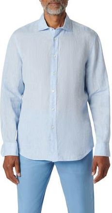 Bugatchi Axel Linen Button-Up Shirt in Sky at Nordstrom Rack, Size Xxx-Large