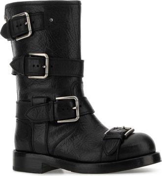Dolce & Gabbana Buckle-Strap Leather Boots - Black