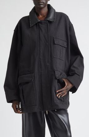 Stand Studio Minja Cotton Jacket in Black at Nordstrom, Size 10 Us