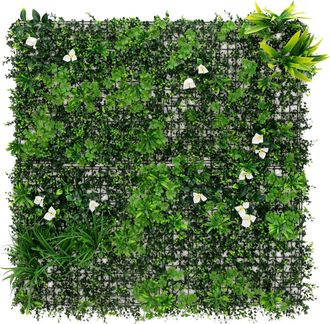 ECD Germany Ecd Germany Jard&iacute;n Vertical Artificial 100x100cm White Bloom, Paneles De Seto, Plantas Decorativas De Pared, Interior/exterior, Pantallas De Privacida
