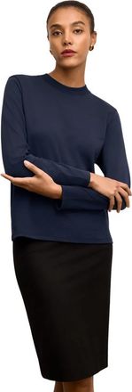 M.M.LaFleur Raquel Organic Pima Cotton Long-Sleeve Tee in Dark Navy at Nordstrom, Size X-Large