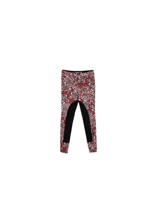 Victoria Beckham Red ditzy floral & stretch-suede trousers Size S