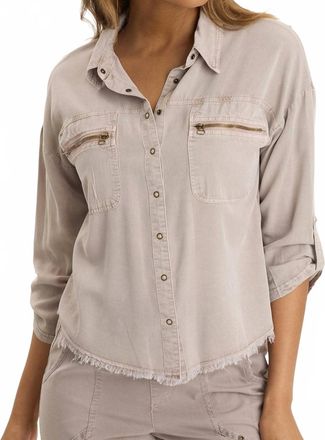 Xcvi Knapp Button-Up Top In Fox Glove Pigment