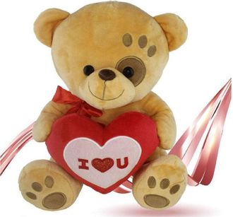 Trade Shop Trade Shop - Peluche Orso Con Cuore Fiocco Rosso Impronta Su Occhio 30cm San Valentino 93772