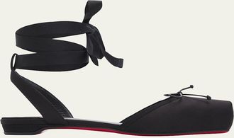 Christian Louboutin Cassia Satin Lace-Up Ballerina Flats