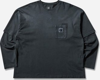 Champion Men s Nowhere University Front Pocket Longsleeve T-Shirt Black