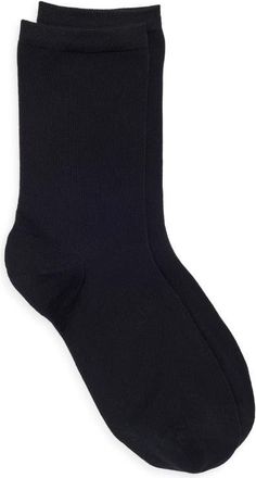 Nordstrom Solid Flat Knit Dress Socks in Black at Nordstrom, Size 9