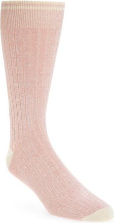 Nordstrom Ribbed Linen Blend Dress Socks in Pink at Nordstrom