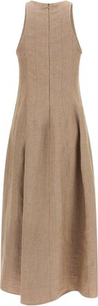 Brunello Cucinelli Womens Beige Linen Long Dress