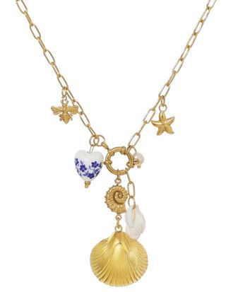 Adornia Adornia 18K Plated Stainless Steel Tarnish-Resistant Shell & Charm Necklace