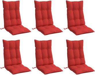 vidaXL Cojines De Silla Con Respaldo Alto 6 Uds Tela Oxford Rojo Vidaxl