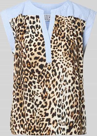 Emily van den Bergh Relaxed Fit Bluse aus reiner Viskose mit Allover-Animal-Print in Mittelbraun, Gr&ouml;&szlig;e 36