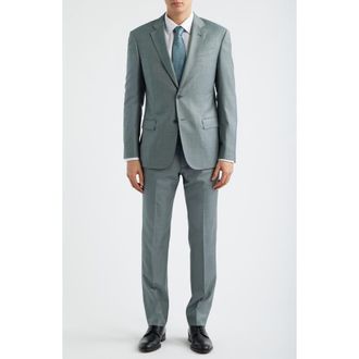 Emporio Armani Shage Green Wool Sharkskin Suit in Sage at Nordstrom, Size 46 Us