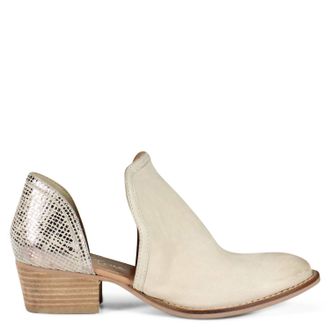Diba Womens Shy Town Side Cut-Out Ankle Boots In White / Silver