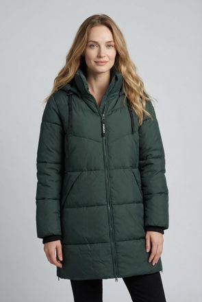 Icepeak Steppmantel ICEPEAK ICEPEAK ADAIRE, Damen, Gr. 36, dunkelgr&uuml;n, Obermaterial: 100% Polyester, M&auml;ntel Steppmantel, mit Daunenoptik, mit verstellbarer un