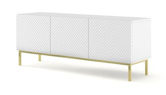 AKL FURNITURE Mueble para TV efecto madera Blanco y Dorado