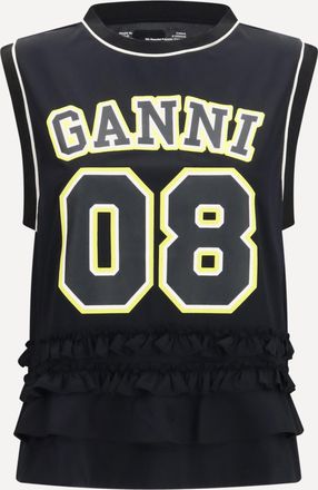Ganni Canotta Cycora oversize con orlo a balze Woman M