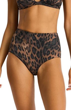 Sea Level Australia Savanna High Waist Bikini Bottoms in Chocolate at Nordstrom, Size 10 Us