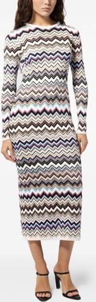 Missoni Womens Midi Dress Multicolour Chevron Knit Viscose