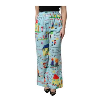 Dolce & Gabbana Wide Trousers, female, Multicolor, XS, Print Wide Leg Trousers