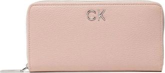 Calvin Klein Accessoires, Dames, Roze, ONE Size, Leer, Wallet Re-Lock Slim