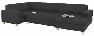 HOME AFFAIRE Wohnlandschaft »Corby, viel Platz und Komfort, U-Form« wahlweise mit Bettfunktion, Steppung auf Sitzfläche