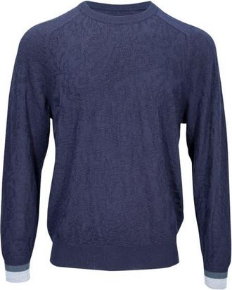 Lords of Harlech Colin Jacquard Merino Wool Paisley Sweater in Navy at Nordstrom, Size X-Large