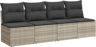 vidaXL Divano Da Giardino Con Cuscini 4 Posti Grigio Chiaro Polyrattan - Vidaxl