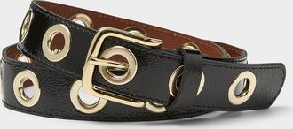 Herbert Frère Soeur Womens Grande Keller eyelet shiny leather belt