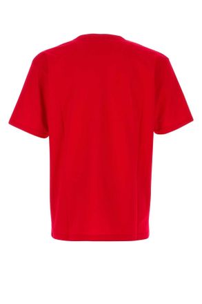 Valentino Garavani Mens Red Cotton T-Shirt Rosso Exterior Exterior: T-shirts And Polos