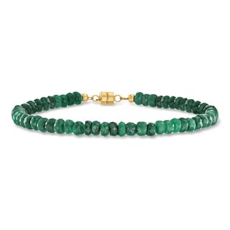 Ross-Simons Emerald Bead Bracelet With 14kt Yellow Gold Magnetic Clasp