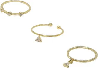 Ettika 18K Plated Crystal Set Of 3 Rings