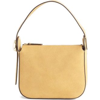 Madewell The Sculpted Metal Wristlet Suede Handbag in Dried Straw at Nordstrom
