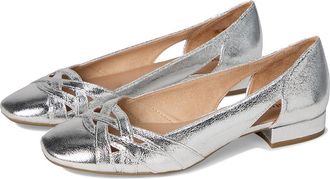 Life Stride Carmen Ballet Flats Womens Flat Shoes Silver : 8.5 W (C), Faux Leather