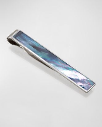 M Clip Mens Gray Mother-Of-Pearl Tie Bar