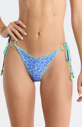 Kulani Kinis Ring Lace Stitch Side Tie Bikini Bottoms in Sugar Wave at Nordstrom, Size X-Large