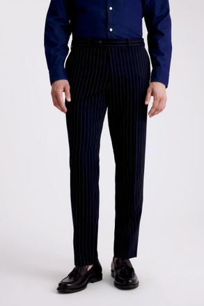 Moss Slim Fit Navy Stripe Trousers