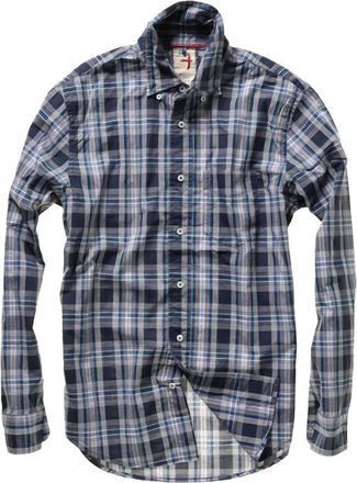 Relwen Mens Broadcloth Plaid Long Sleeve Shirt In Midnight/white Plaid