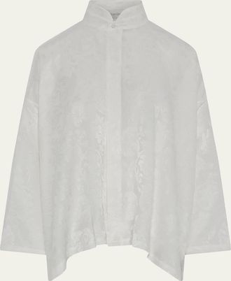 Eskandar Wide A-Line Double Stand Collar Shirt - Mid Plus Length