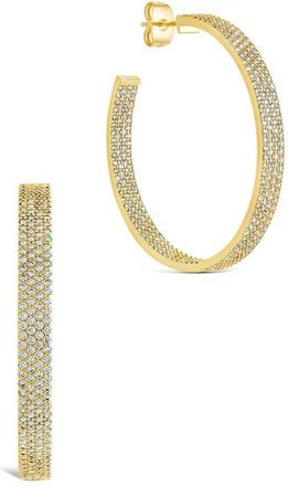 Sterling Forever Cubic Zirconia Statement Inside Out Hoop Earrings in Gold at Nordstrom