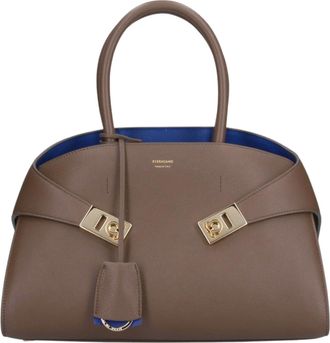 Ferragamo Hug Th S Gold Accent Structured Handbag
