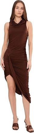 Avec Les Filles Sleeveless Jersey Twist Midi Dress Womens Dress Rum Raisin : 14, Polyester/Spandex