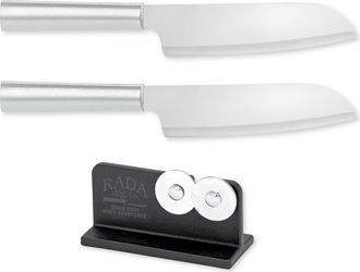 Rada Cutlery 6.25-Inch Cooks Knife Set of 2 & Quick Edge Knife Sharpener in Silver at Nordstrom