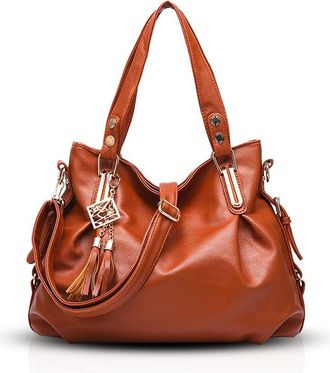 Nicole & Doris Ladies Tote Bag Handbag Hobes and Shoulder Bag Women Messenger Brown