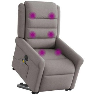 vidaXL Vidaxl - Sill&oacute;n De Masaje El&eacute;ctrico Reclinable Elevable Tela Taup&eacute;