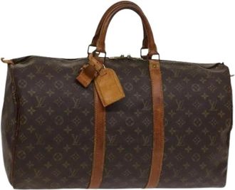 Louis Vuitton Tweedehands Canvas Louis Vuitton tassen - Dames - Vintage Weekendtas - Bruin - ONE Size - Leer - Vintage