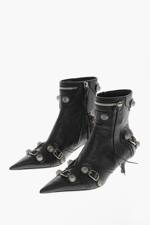 Balenciaga Stivaletti in Vernice Martellata CAGOLE con Borchie 5cm Balenciaga
