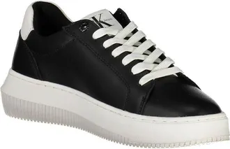 Calvin Klein Logo Leather Sneaker - Black