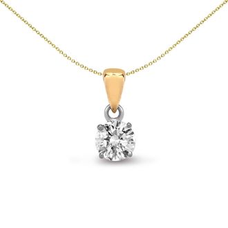 Jewelco London 18ct 2 Colour Gold 0.15ct Diamond Solitaire Charm Pendant - 18P004-015